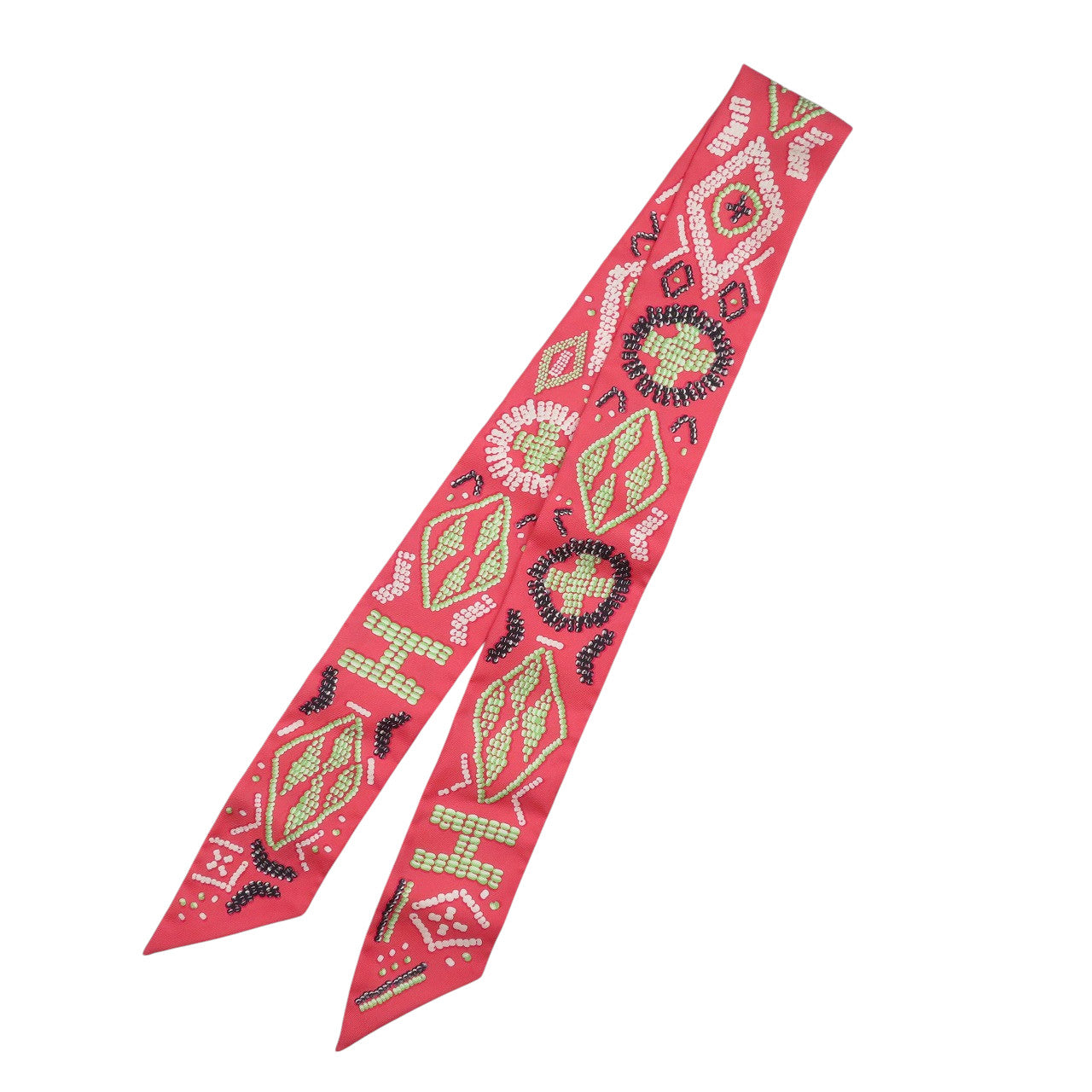 美品 エルメス ツイリー KELLY EN PERLES シルク ピンク スカーフ 0935【中古】HERMES