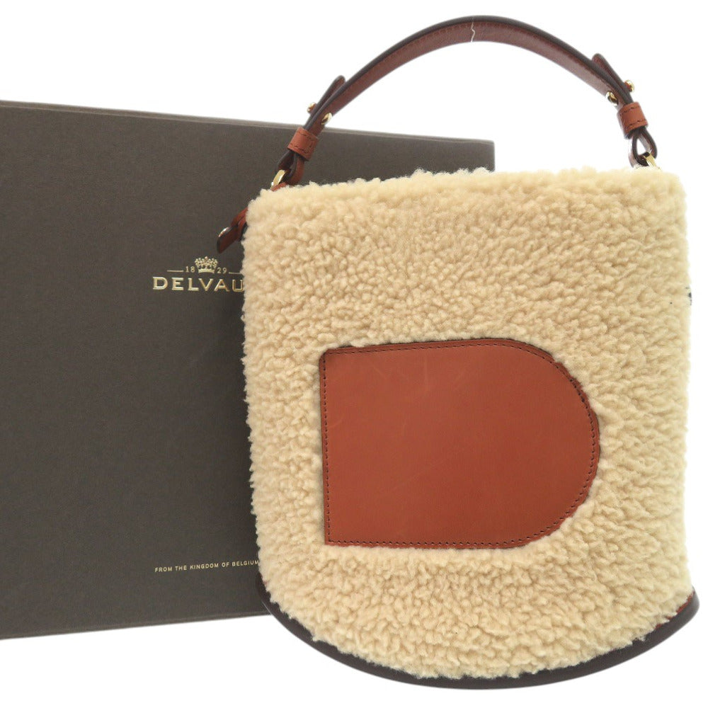 美品 デルボー デルヴォー Pin Mini Bucket ピンミニバケット AA0607BRZ0 ハンドバッグ レザー シアリング ベージュ 0937【中古】DELVAUX