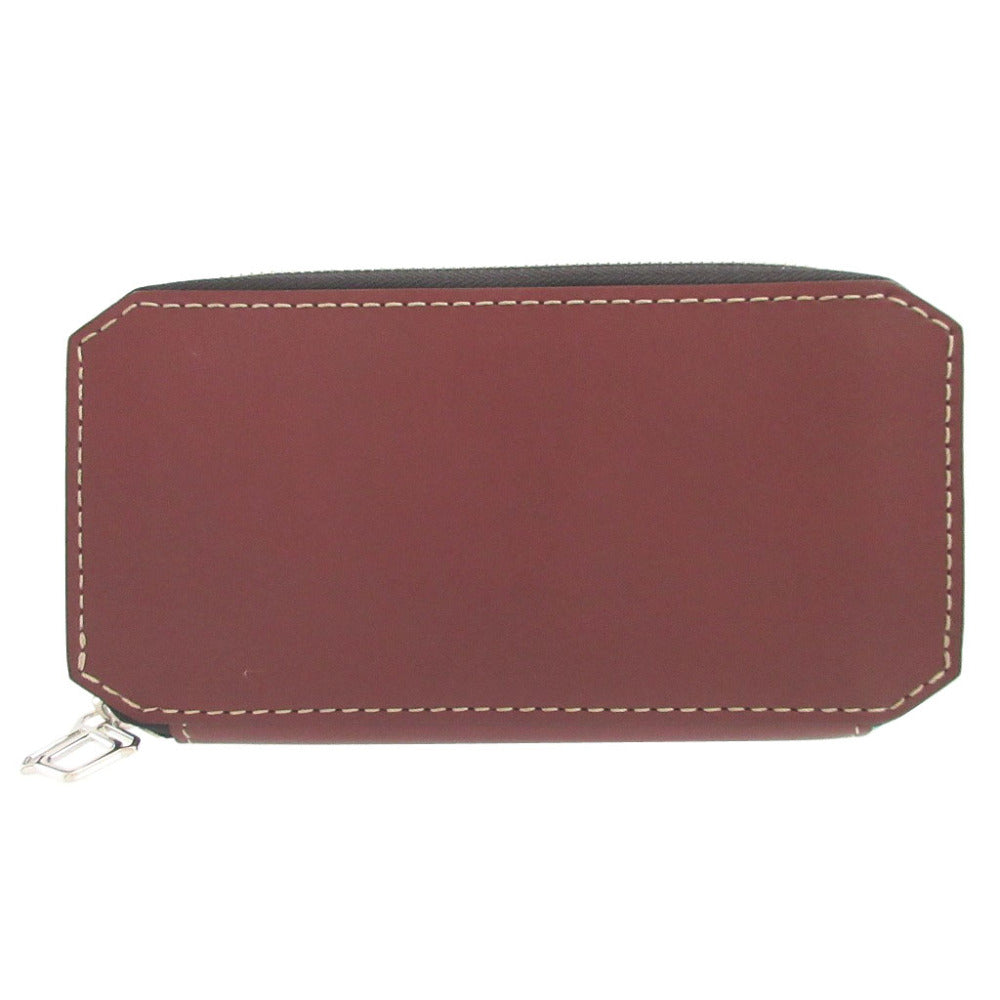 未使用 モロー パリ レザー ブラウン 茶 ラウンドファスナー長財布 財布 0948【中古】MOREAU PARIS