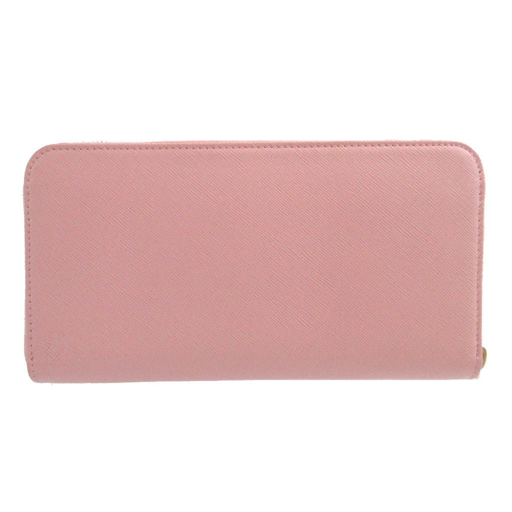 新品同様 プラダ 1M0506 リボン サフィアーノレザー ピンク ラウンドファスナー長財布 財布 0951【中古】PRADA