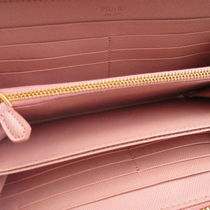 新品同様 プラダ 1M0506 リボン サフィアーノレザー ピンク ラウンドファスナー長財布 財布 0951【中古】PRADA