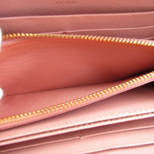 新品同様 プラダ 1M0506 リボン サフィアーノレザー ピンク ラウンドファスナー長財布 財布 0951【中古】PRADA