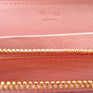 新品同様 プラダ 1M0506 リボン サフィアーノレザー ピンク ラウンドファスナー長財布 財布 0951【中古】PRADA