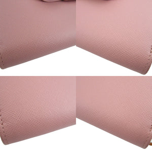 新品同様 プラダ 1M0506 リボン サフィアーノレザー ピンク ラウンドファスナー長財布 財布 0951【中古】PRADA
