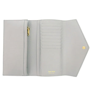 新品同様 ミュウミュウ ヴィッテロダイノレザー 5MH024 レザー グレー系 長財布 三つ折り長財布 0952【中古】MIUMIU