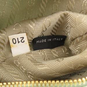 美品 プラダ リボン サテン グリーン ポーチ 小物入れ 0957【中古】PRADA