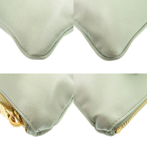 美品 プラダ リボン サテン グリーン ポーチ 小物入れ 0957【中古】PRADA