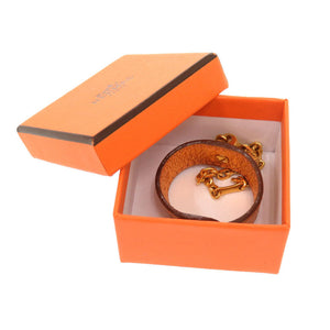 美品 エルメス グローブホルダー レザー オレンジ ゴールド金具 □H刻印 バッグチャーム 0966 【中古】 HERMES