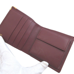 未使用 カルティエ マスト レザー ボルドー 2つ折り財布 財布 0968【中古】Cartier