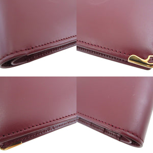 未使用 カルティエ マスト レザー ボルドー 2つ折り財布 財布 0968【中古】Cartier