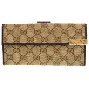 新品同様 グッチ 257012 GGキャンバス ベージュ 長財布 二つ折り長財布 0969【中古】GUCCI