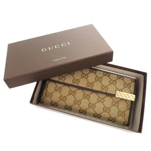 新品同様 グッチ 257012 GGキャンバス ベージュ 長財布 二つ折り長財布 0969【中古】GUCCI
