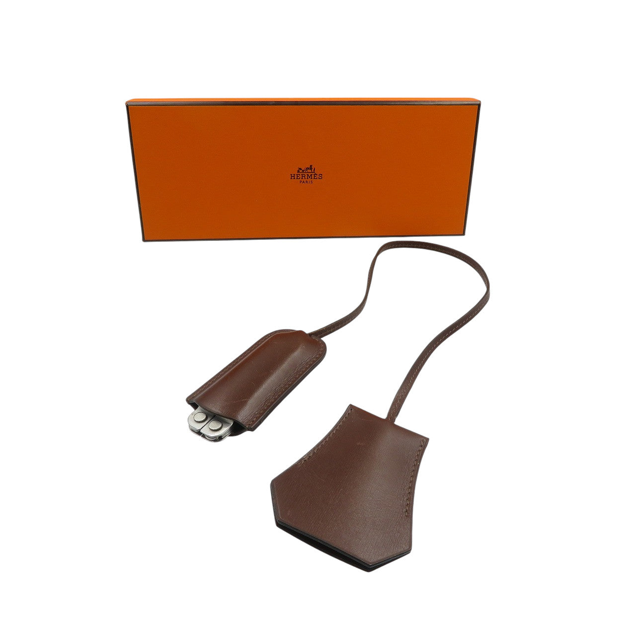 エルメス キーフェトゥ クロシェット マルチツール レザー ブラウン バッグチャーム 0971【中古】HERMES
