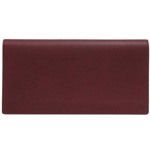美品 カルティエ カーフレザー ボルドー 長財布 赤 0992【中古】CARTIER