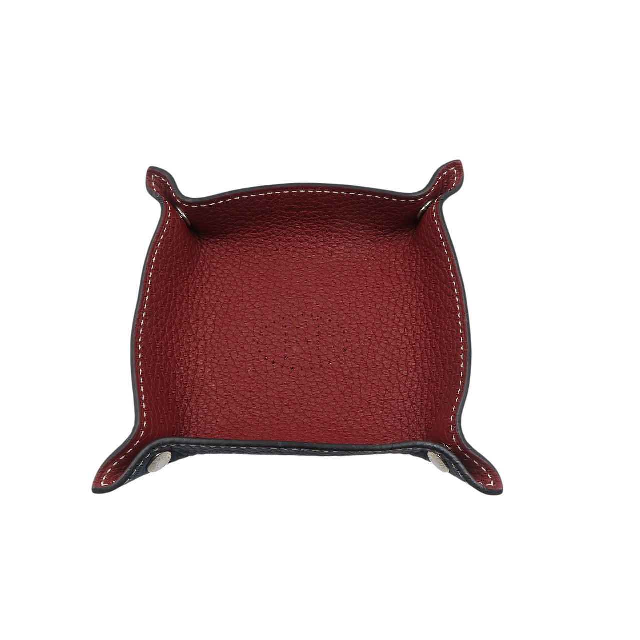 美品 エルメス ヴィドポッシュ ミニ ヴォースイフト トリヨンH シルバー金具 ネイビー レッド トレイ 0999【中古】HERMES