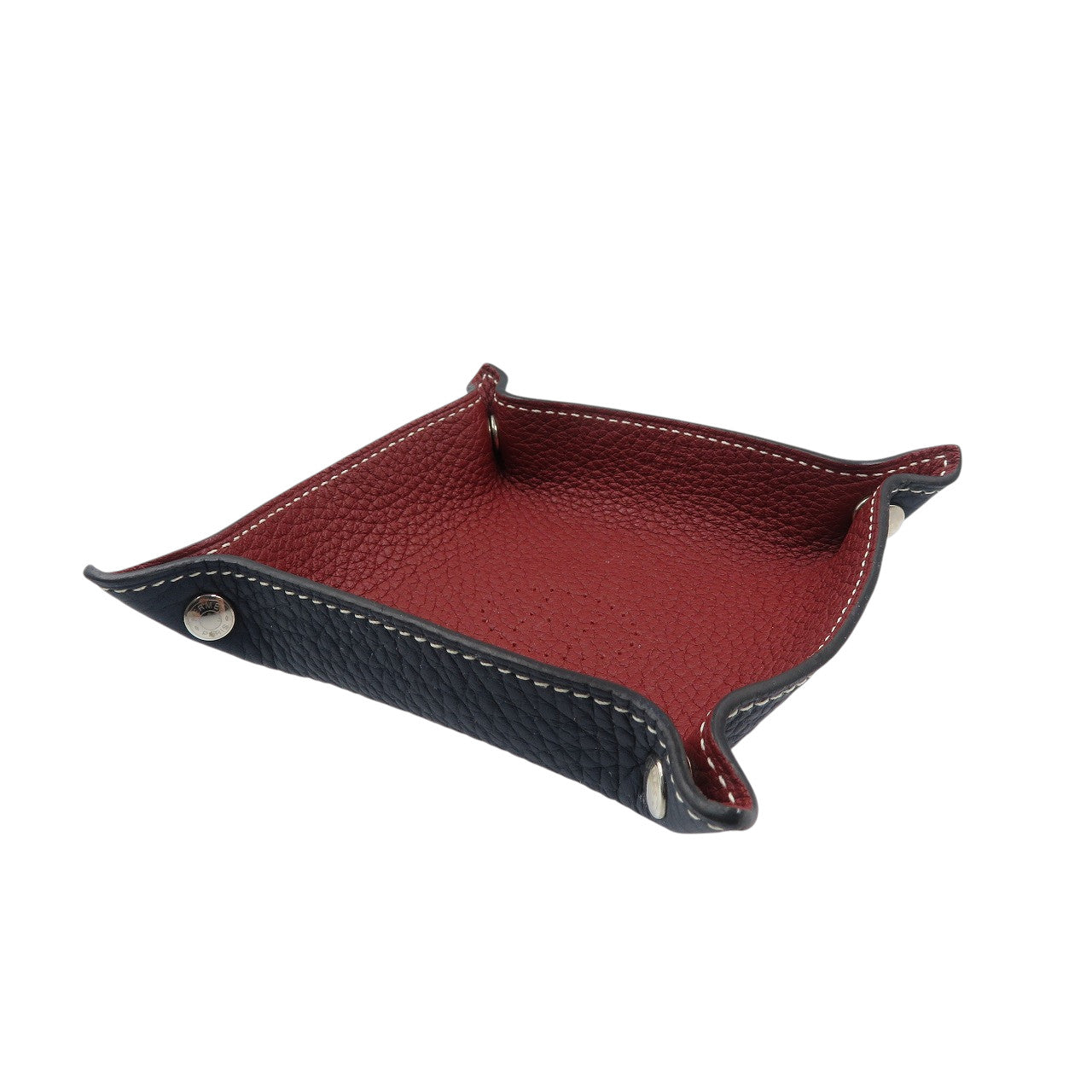 美品 エルメス ヴィドポッシュ ミニ ヴォースイフト トリヨンH シルバー金具 ネイビー レッド トレイ 0999【中古】HERMES