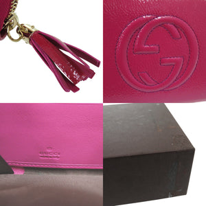 新品同様 グッチ ソーホー SOHO 長財布 ラウンドファスナー パテントレザー パープル 1008【中古】GUCCI