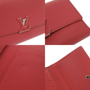 美品 ルイ ヴィトン ポルトフォイユ カプシーノ コンパクト M62158 レザー レッド 三つ折り財布 赤 LV 1012【中古】LOUIS VUITTON
