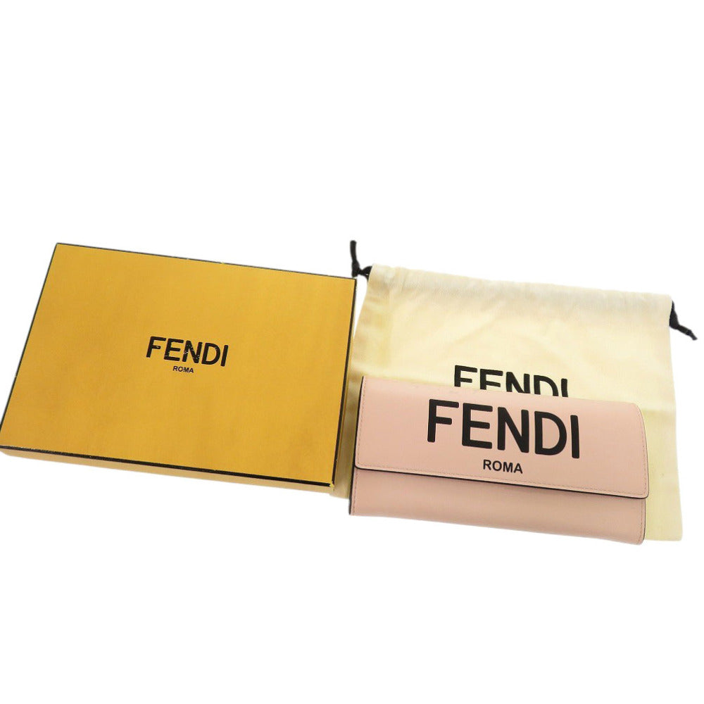 新品同様 フェンディ ローマ コンチネンタル ウォレット 8M0251 レザー ピンク 長財布 1015【中古】FENDI