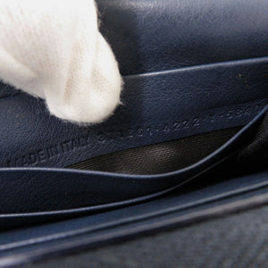 美品 バレンシアガ カーフレザー ネイビー 長財布 1024【中古】BALENCIAGA