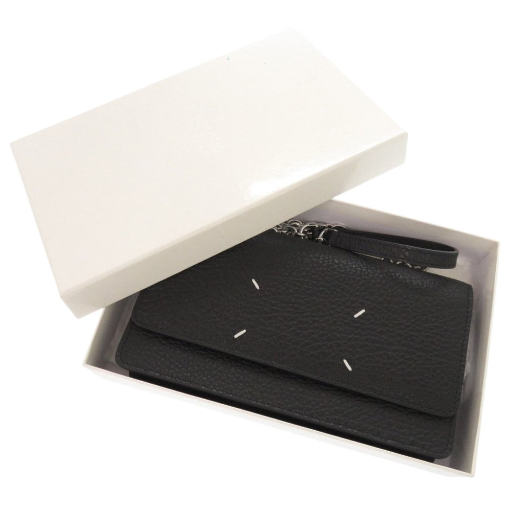 未使用品 メゾン マルジェラ 4ステッチ SA3UI0008 レザー ブラック チェーンウォレット 長財布 ショルダーバッグ 黒 1026【中古】Maison Margiela