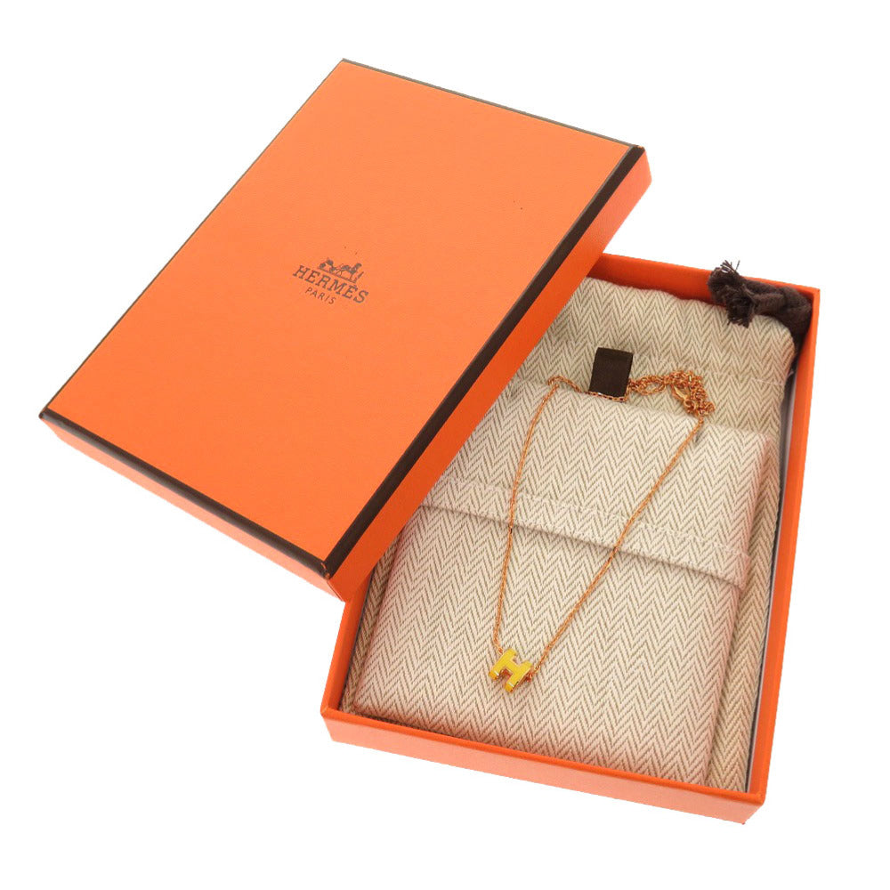 新品同様 エルメス ミニポップアッシュH イエロー ローズゴールド金具 ネックレス アクセサリー 1027 【中古】 HERMES