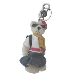 プラダ 三角プレート くま ベア リュック アクリル アイボリー 白 キーホルダー 1036【中古】PRADA