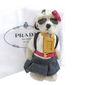プラダ 三角プレート くま ベア リュック アクリル アイボリー 白 キーホルダー 1036【中古】PRADA