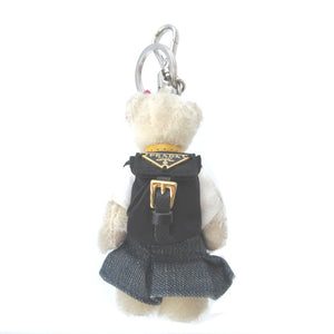 プラダ 三角プレート くま ベア リュック アクリル アイボリー 白 キーホルダー 1036【中古】PRADA