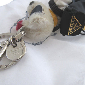 プラダ 三角プレート くま ベア リュック アクリル アイボリー 白 キーホルダー 1036【中古】PRADA