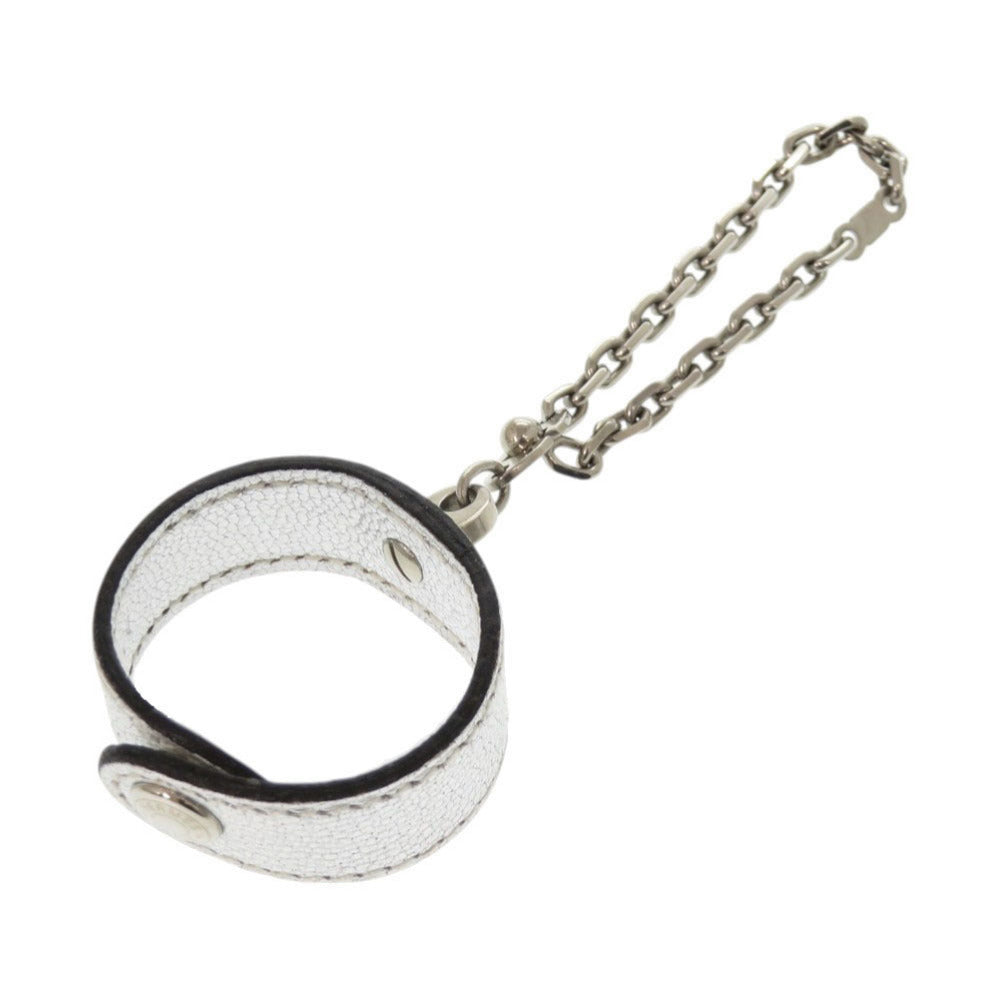 美品 エルメス グローブホルダー レザー シルバー □H刻印(2004年製) キーホルダー 1037【中古】HERMES