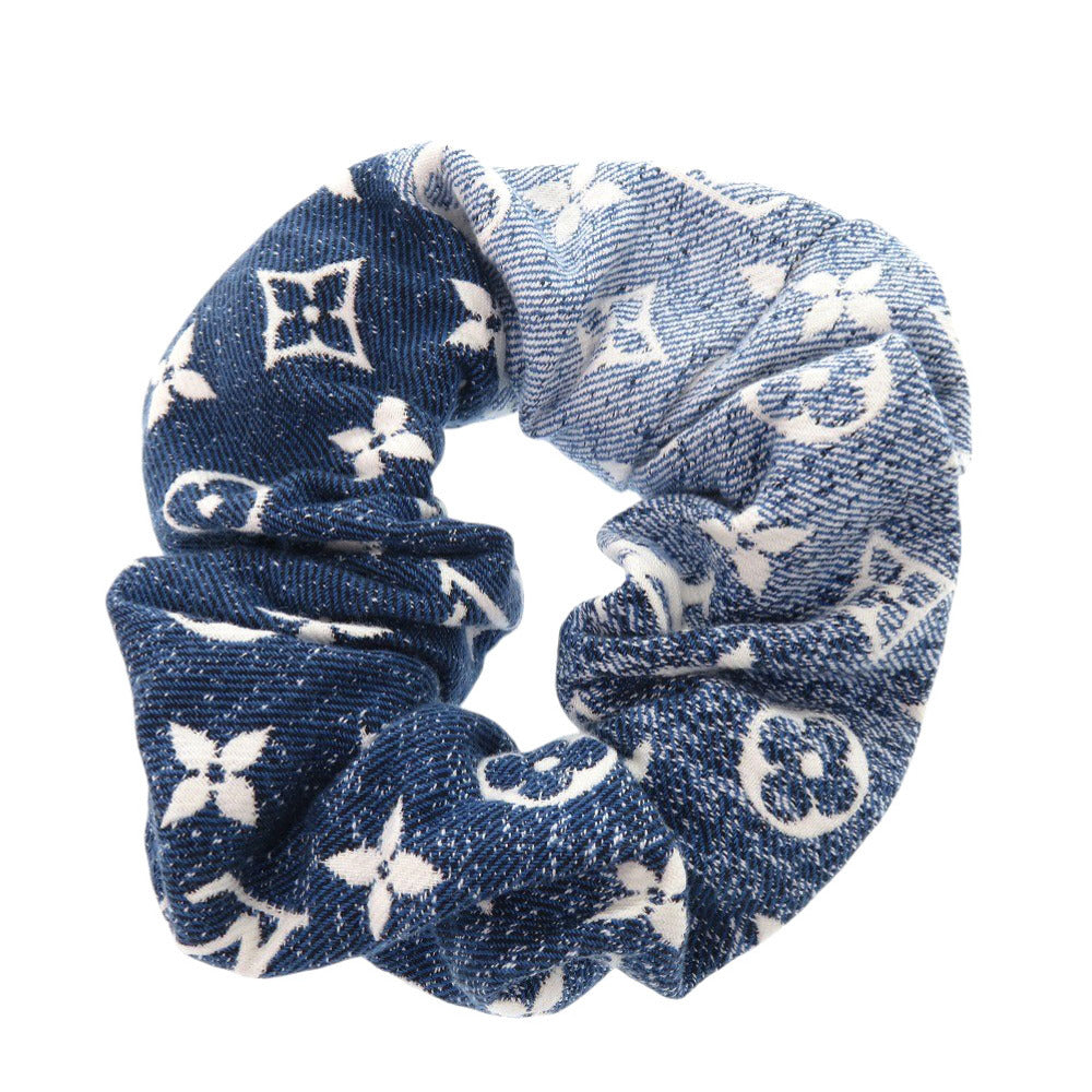 美品 ルイ ヴィトン シュシュ デニム モノグラム M77439 コットン ブルー シュシュ ヘアアクセサリー LV 1046【中古】LOUIS VUITTON