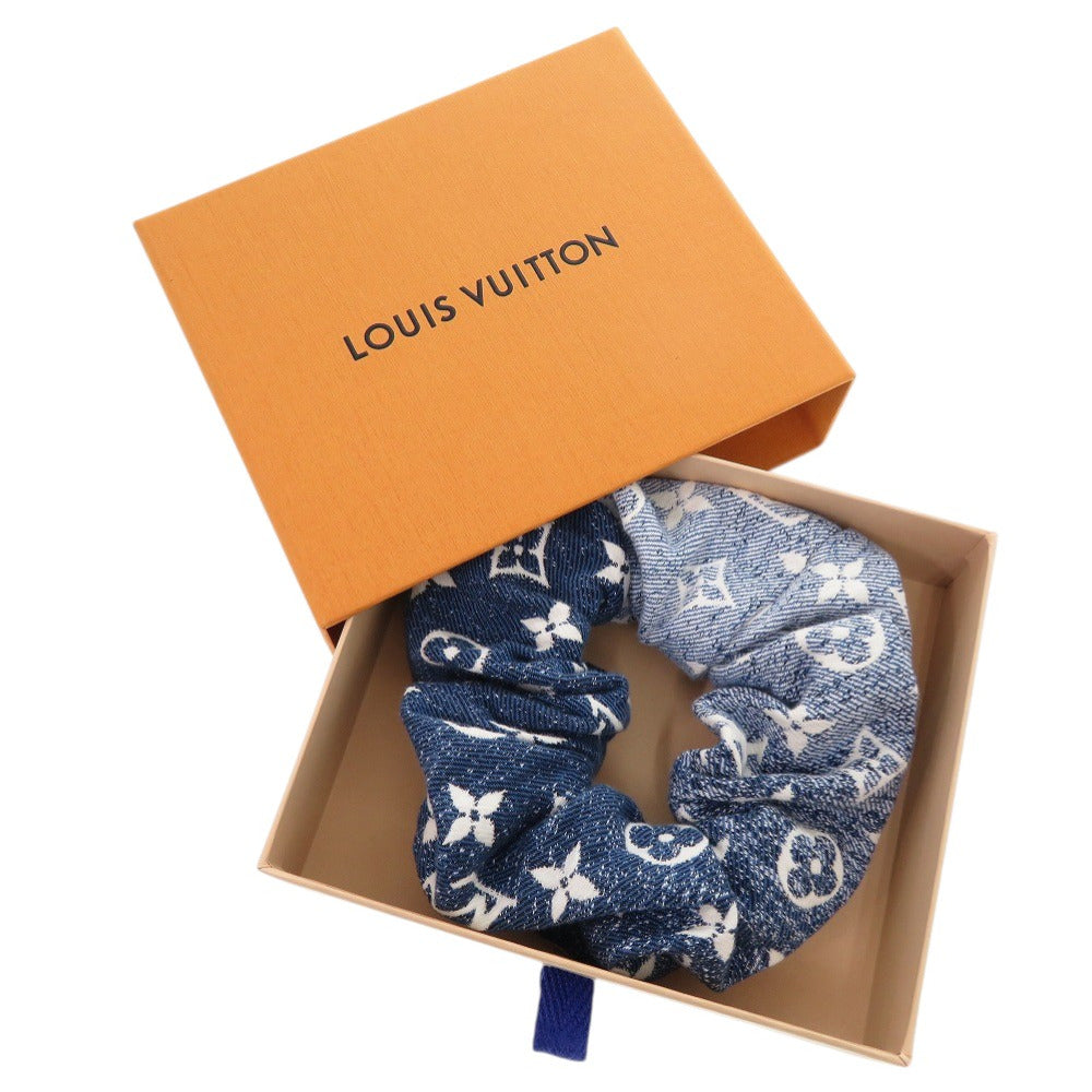 美品 ルイ ヴィトン シュシュ デニム モノグラム M77439 コットン ブルー シュシュ ヘアアクセサリー LV 1046【中古】LOUIS VUITTON
