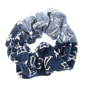 美品 ルイ ヴィトン シュシュ デニム モノグラム M77439 コットン ブルー シュシュ ヘアアクセサリー LV 1046【中古】LOUIS VUITTON