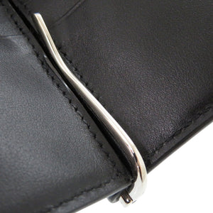 美品 グッチ マネークリップ GG 676656 レザー ブラック 二つ折り財布 黒 1075【中古】GUCCI