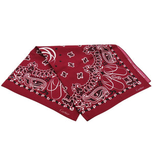 新品同様 カルティエ サカイ コラボ ペイズリー柄 スカーフ バンダナ チトセアベ TRINITY CHITOSE ABE シルク バーガンディー 1124【中古】Cartier