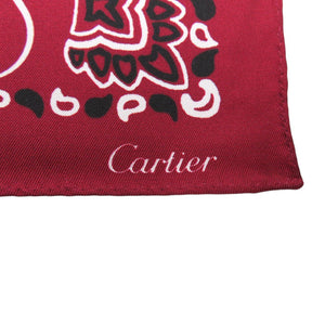 新品同様 カルティエ サカイ コラボ ペイズリー柄 スカーフ バンダナ チトセアベ TRINITY CHITOSE ABE シルク バーガンディー 1124【中古】Cartier