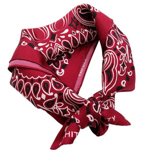 新品同様 カルティエ サカイ コラボ ペイズリー柄 スカーフ バンダナ チトセアベ TRINITY CHITOSE ABE シルク バーガンディー 1124【中古】Cartier