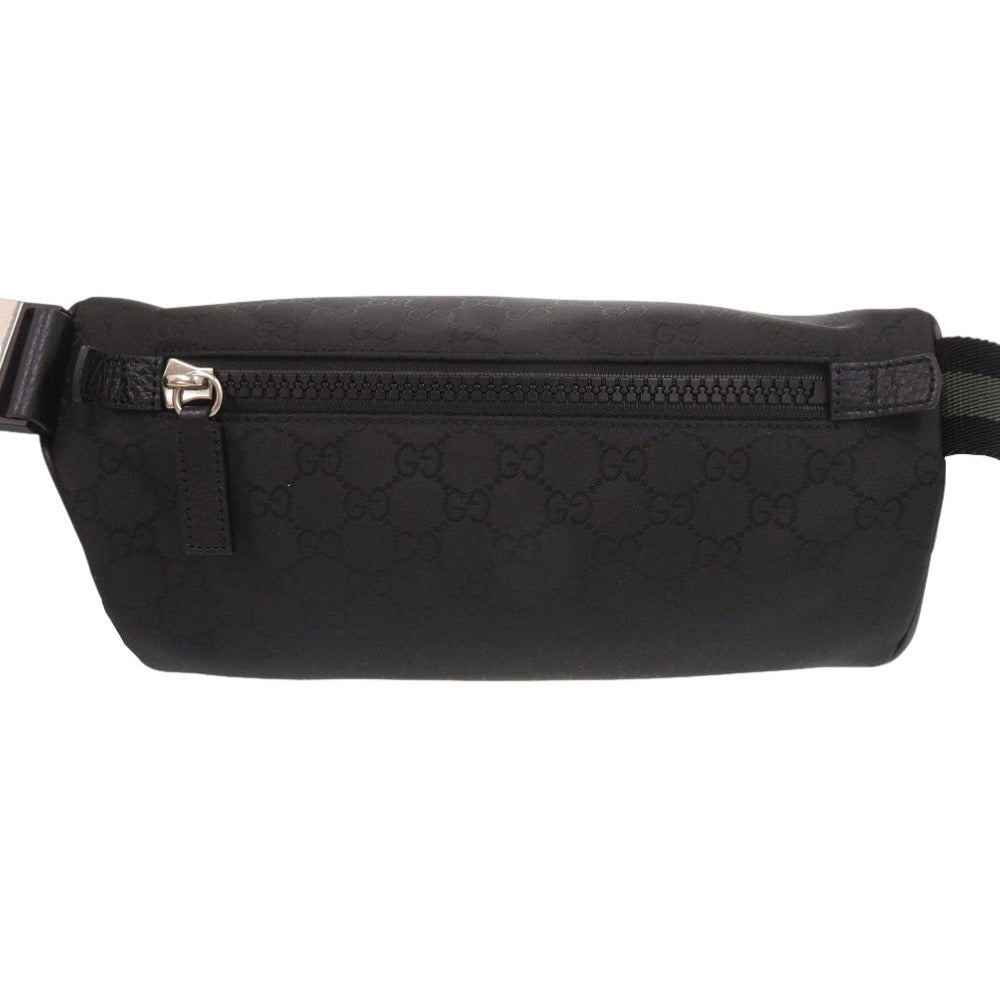 新品同様 グッチ GG 449182 ナイロン ブラック ウエストバッグ 黒 1127【中古】GUCCI