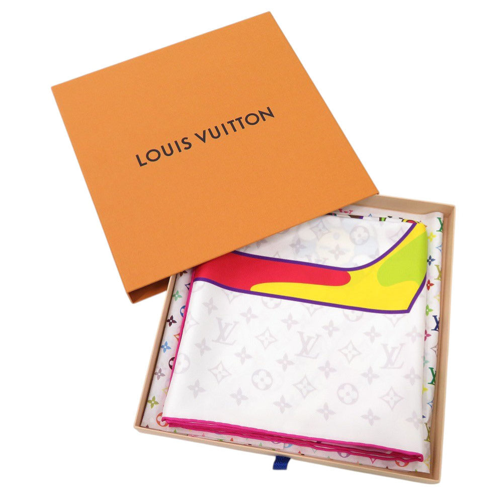 未使用品 ルイ ヴィトン LV × TM カレ90 スーパーフラット 村上隆コラボ M96097 シルク マルチカラー スカーフ LV 1132【中古】LOUIS VUITTON