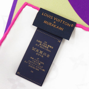 未使用品 ルイ ヴィトン LV × TM カレ90 スーパーフラット 村上隆コラボ M96097 シルク マルチカラー スカーフ LV 1132【中古】LOUIS VUITTON