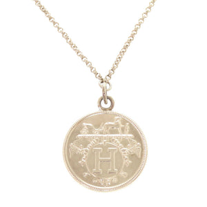 美品 エルメス エクスリブリスMM シルバー925 K18ピンクゴールド ネックレス アクセサリー 1137 【中古】 HERMES