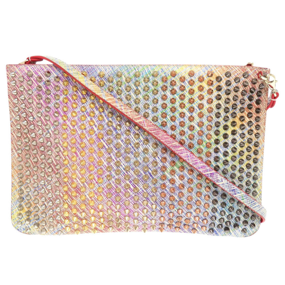 美品 クリスチャンルブタン ユニコーン スパイク スタッズ レザー マルチカラー 2WAY クラッチバッグ ショルダーバッグ 1142【中古】Christian Louboutin