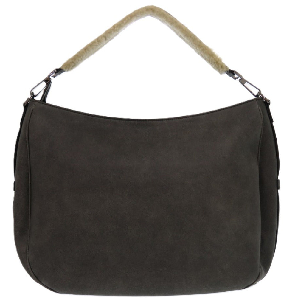 美品 ディオール サドル シアリング 00 BO 0292 ムートン グレー 1145 灰 ショルダーバッグ【中古】Dior