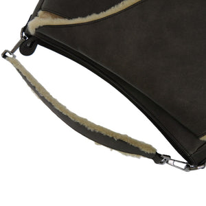 美品 ディオール サドル シアリング 00 BO 0292 ムートン グレー 1145 灰 ショルダーバッグ【中古】Dior