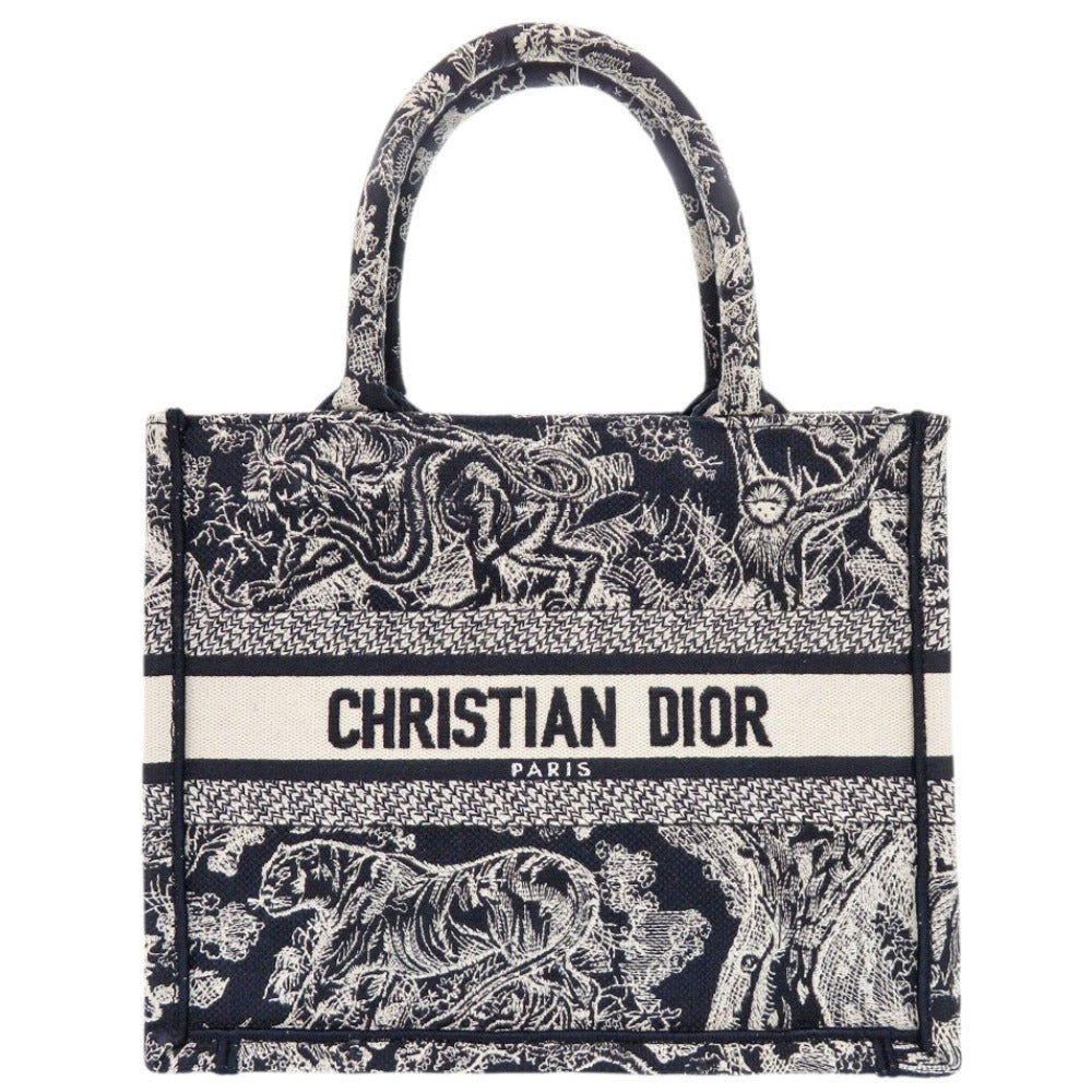 新品同様 クリスチャンディオール ブックトート スモール キャンバス ネイビー トートバック 1159【中古】Christian Dior
