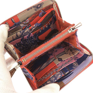 美品 エルメス アザップコンパクト シルクイン ヴォーエプソン シルク ローズジャイプール シルバー金具 Z刻印(2021年製) ラウンドファスナー コインケース 1166【中古】HERMES