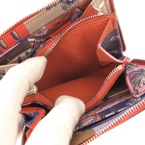 美品 エルメス アザップコンパクト シルクイン ヴォーエプソン シルク ローズジャイプール シルバー金具 Z刻印(2021年製) ラウンドファスナー コインケース 1166【中古】HERMES