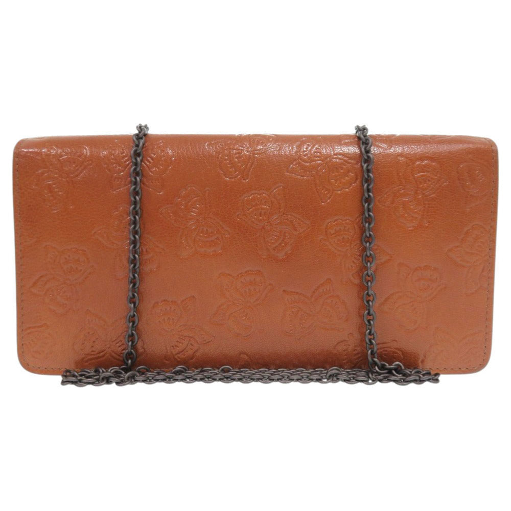 新品同様 ボッテガヴェネタ 蝶 レザー ブラウン チェーンショルダーウォレット ショルダーバッグ 茶 1168【中古】BOTTEGAVENETA