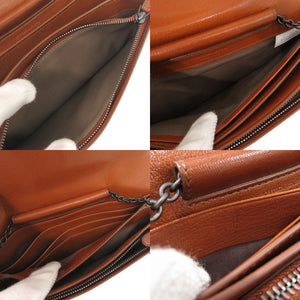 新品同様 ボッテガヴェネタ 蝶 レザー ブラウン チェーンショルダーウォレット ショルダーバッグ 茶 1168【中古】BOTTEGAVENETA